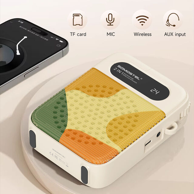 Amplificador de Voz Inalámbrico Portátil con Micrófono de Clip Magnético | Altavoz de 20W para Profesores, Guías y Presentadores