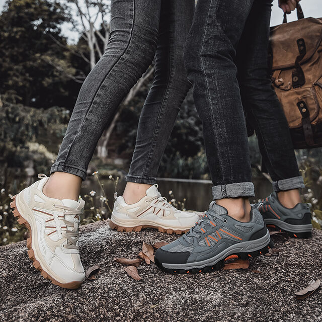 Sapatos de Caminhada ao Ar Livre: Antiderrapantes, Resistentes ao Desgaste, Cabedal em Couro Artificial Leve, Sola de Borracha, Versátil para Viagens de Casal