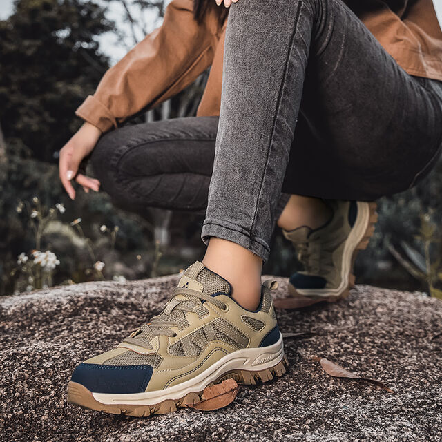 Sapatos de Caminhada ao Ar Livre: Antiderrapantes, Resistentes ao Desgaste, Cabedal em Couro Artificial Leve, Sola de Borracha, Versátil para Viagens de Casal