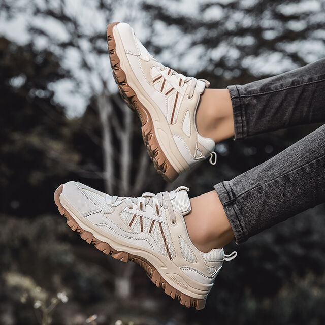 Sapatos de Caminhada ao Ar Livre: Antiderrapantes, Resistentes ao Desgaste, Cabedal em Couro Artificial Leve, Sola de Borracha, Versátil para Viagens de Casal
