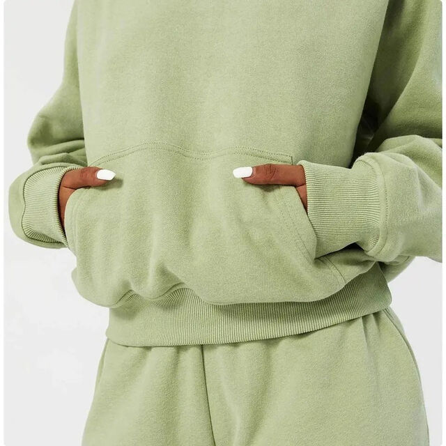 Sweat à capuche décontracté Athleisure pour femme en molleton French Terry, ample et sportif, avec poche kangourou et manches longues