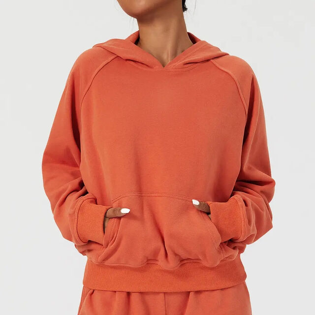 Sweat à capuche décontracté Athleisure pour femme en molleton French Terry, ample et sportif, avec poche kangourou et manches longues