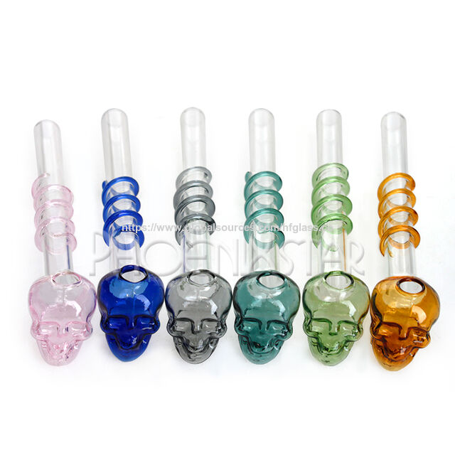 Großhandel Phoenixstar gebogenes Glasrohr in Mischfarben, 4 Zoll, Totenkopf-Pfeife, Sweet Puff Ölbrenner