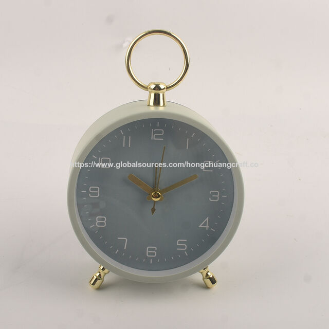 Réveil Minimaliste en Métal Blanc et Noir pour Bureau et Table, Design Moderne pour Décoration de Salon et de Maison