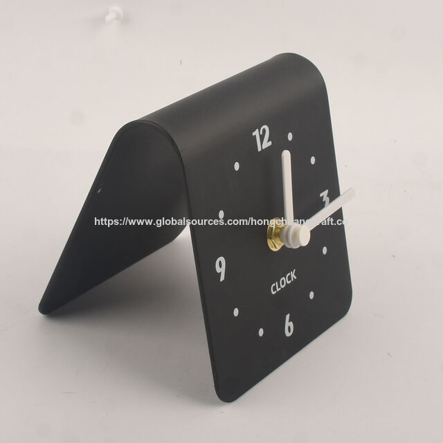 Réveil Minimaliste en Métal Blanc et Noir pour Bureau et Table, Design Moderne pour Décoration de Salon et de Maison