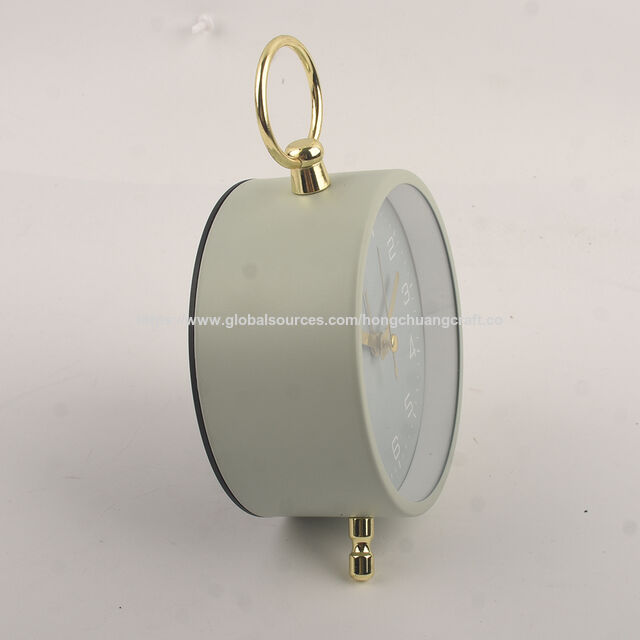 Réveil Minimaliste en Métal Blanc et Noir pour Bureau et Table, Design Moderne pour Décoration de Salon et de Maison
