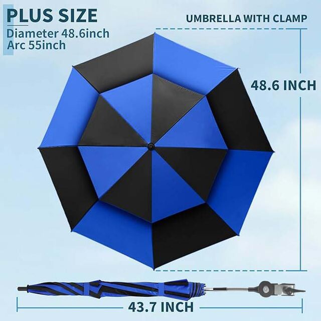 Sombrilla de Playa de 2 Piezas UPF50+ Anti UV Impermeable Apertura Manual Sombra para Terraza Exterior y Sillas