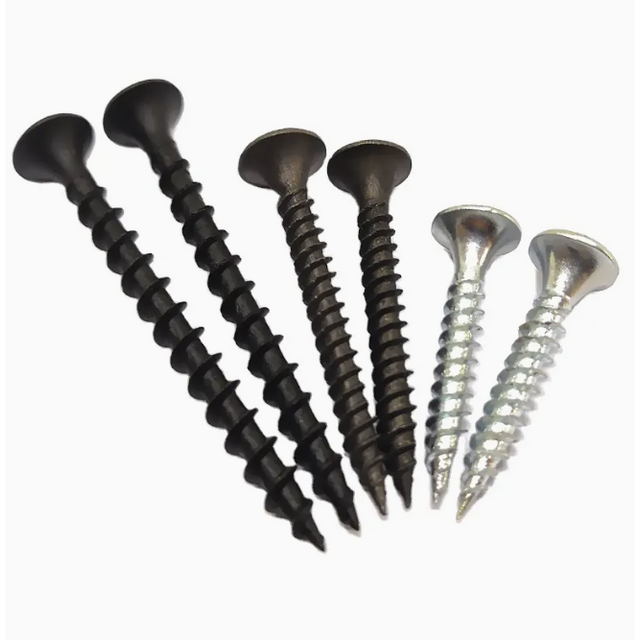 Tornillo para Drywall C1022 con Recubrimiento de Fosfato Negro, Rosca Gruesa y Rosca Fina, 3.5x25mm