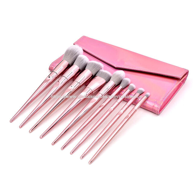 Kit Professionnel de 10 Pinceaux de Maquillage de Haute Qualité en Gros - Ensemble de Pinceaux de Maquillage Rose