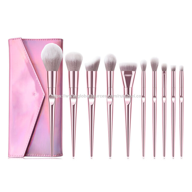 Kit Professionnel de 10 Pinceaux de Maquillage de Haute Qualité en Gros - Ensemble de Pinceaux de Maquillage Rose