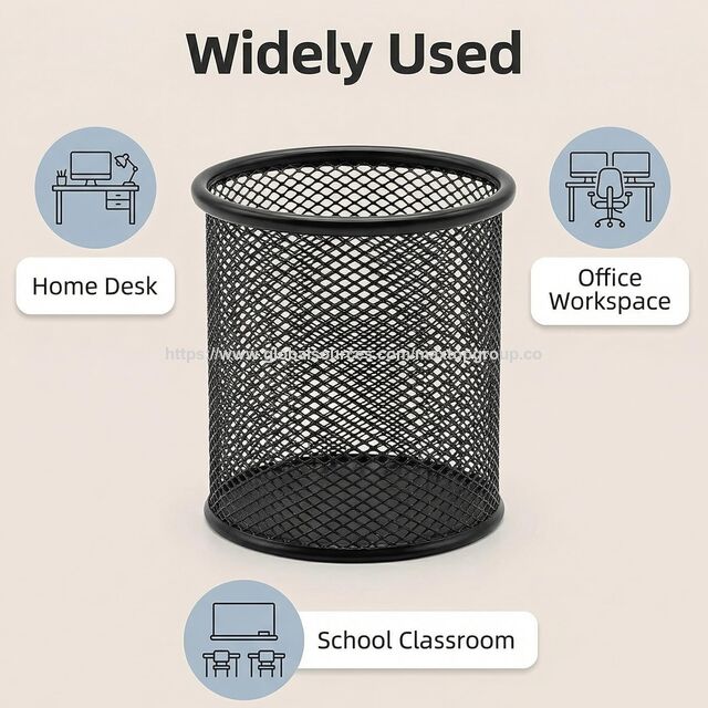 Porte-Stylos en Maille d'Aluminium Robuste de Qualité Militaire Premium Noir - Organisateur de Bureau 4 Pièces pour Bureau et Maison, Espace de Travail Ordonné