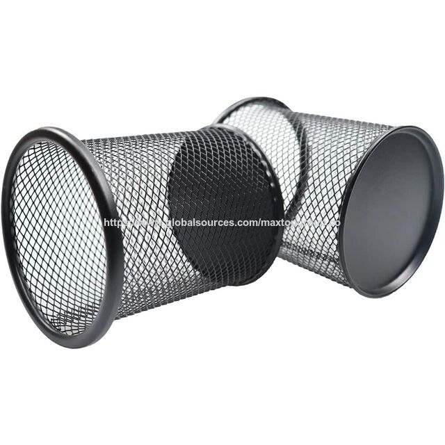 Porte-Stylos en Maille d'Aluminium Robuste de Qualité Militaire Premium Noir - Organisateur de Bureau 4 Pièces pour Bureau et Maison, Espace de Travail Ordonné