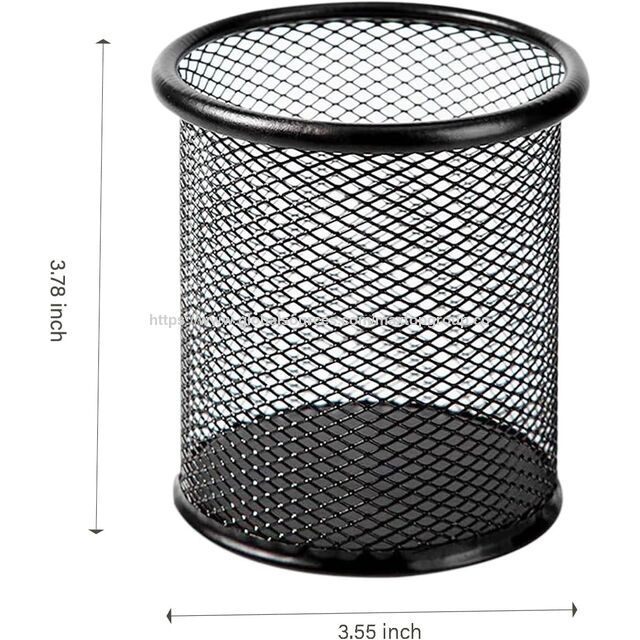 Porte-Stylos en Maille d'Aluminium Robuste de Qualité Militaire Premium Noir - Organisateur de Bureau 4 Pièces pour Bureau et Maison, Espace de Travail Ordonné