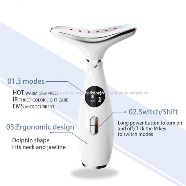 Massageador Antirrugas com Vibração de Fótons para Rosto e Pescoço - Dispositivo de Beleza para Firmar a Pele, Cuidados Pessoais de Beleza