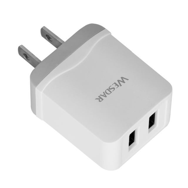 Pengisi Daya USB Multi-Port untuk Rumah/Meja, 2 USB, Pengisi Daya Ponsel Steker EU 15,5W