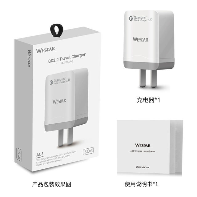 شاحن ABS ويسدار شحن سريع للاستخدام المنزلي للهواتف المحمولة وأجهزة USB الأخرى