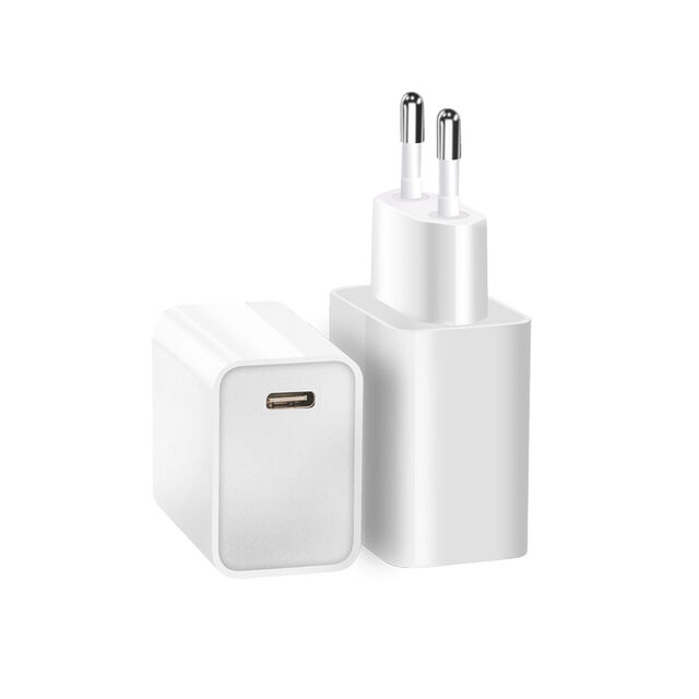 Pengisi Daya Cepat PD 18W Colokan EU, Output Tipe-C Tunggal, 110-220V, Pengisi Daya untuk Ponsel iPad
