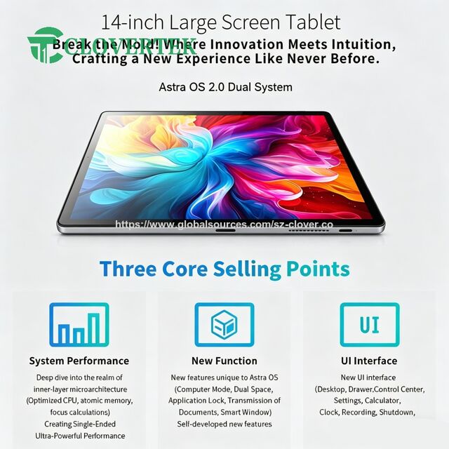 Tableta de 14 pulgadas con Astra OS 2.0, Atomic Memory y Focus Computing para un funcionamiento rápido
