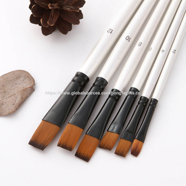 Vente en gros de jeux de pinceaux de peinture acrylique à manche en bois pour artistes - Ensemble de pinceaux de peinture à l'huile et à l'aquarelle de marque, respectueux de l'environnement