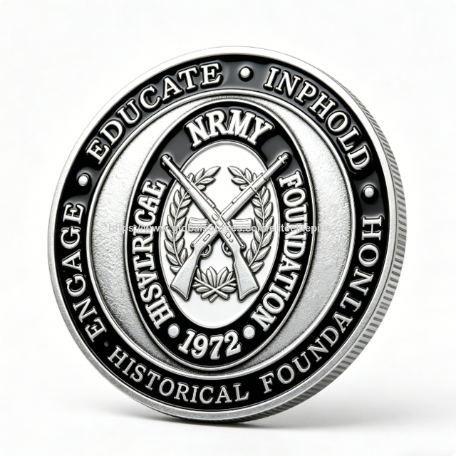Moneda Conmemorativa de Aleación de Zinc Personalizada con Esmalte Blando, Diseño de Rifles Cruzados en Relieve 3D con Tema Musical y de Amor