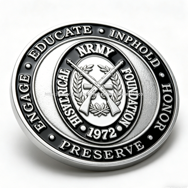 Moneda Conmemorativa de Aleación de Zinc Personalizada con Esmalte Blando, Diseño de Rifles Cruzados en Relieve 3D con Tema Musical y de Amor