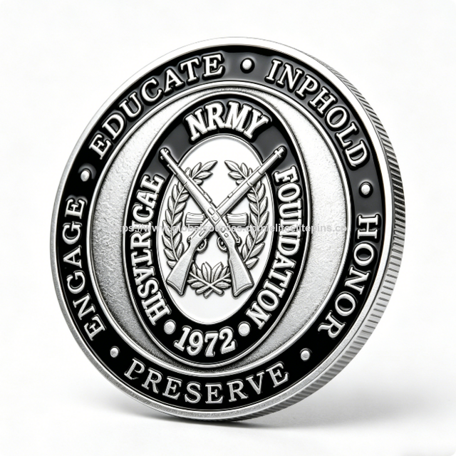 Moneda Conmemorativa de Aleación de Zinc Personalizada con Esmalte Blando, Diseño de Rifles Cruzados en Relieve 3D con Tema Musical y de Amor