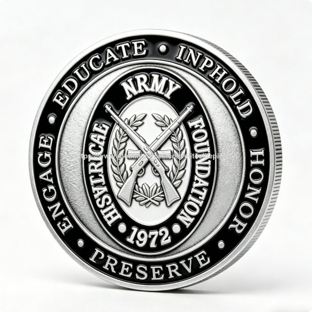 Moneda Conmemorativa de Aleación de Zinc Personalizada con Esmalte Blando, Diseño de Rifles Cruzados en Relieve 3D con Tema Musical y de Amor