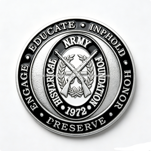 Moneda Conmemorativa de Aleación de Zinc Personalizada con Esmalte Blando, Diseño de Rifles Cruzados en Relieve 3D con Tema Musical y de Amor