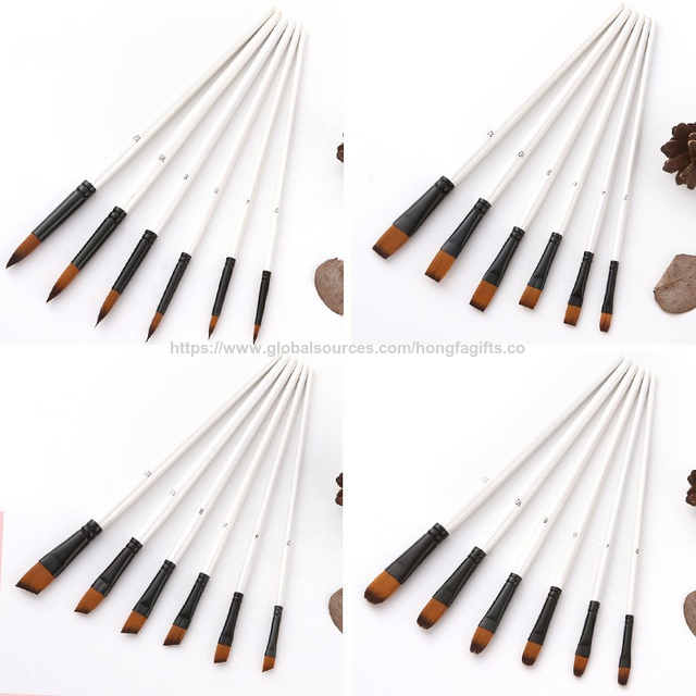 Vente en gros de jeux de pinceaux de peinture acrylique à manche en bois pour artistes - Ensemble de pinceaux de peinture à l'huile et à l'aquarelle de marque, respectueux de l'environnement