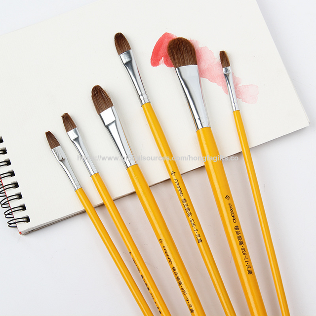 Vente en gros de jeux de pinceaux de peinture acrylique à manche en bois pour artistes - Ensemble de pinceaux de peinture à l'huile et à l'aquarelle de marque, respectueux de l'environnement