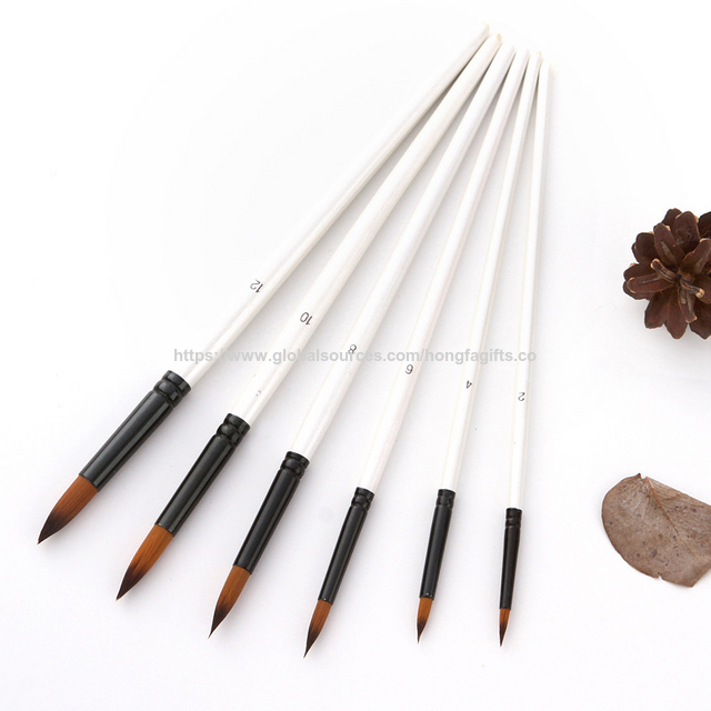 Vente en gros de jeux de pinceaux de peinture acrylique à manche en bois pour artistes - Ensemble de pinceaux de peinture à l'huile et à l'aquarelle de marque, respectueux de l'environnement