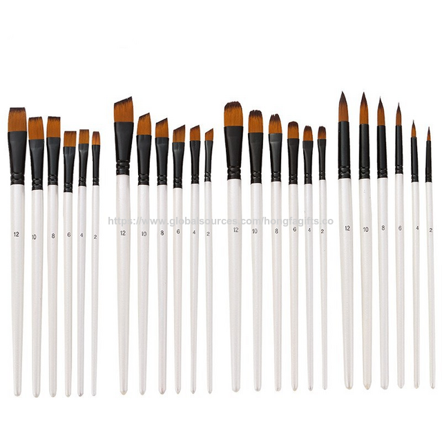 Vente en gros de jeux de pinceaux de peinture acrylique à manche en bois pour artistes - Ensemble de pinceaux de peinture à l'huile et à l'aquarelle de marque, respectueux de l'environnement