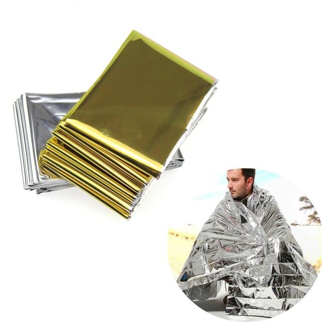 Manta Térmica de Emergencia Ligera de Primeros Auxilios, Manta de Rescate Segura de Papel de Aluminio Impermeable