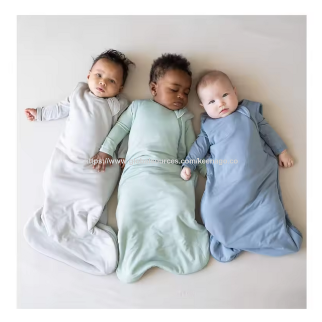 MOQ 30 Pcs Custom Newborn Baby Bamboo Clothes Gray and Yellow Cute Pattern Sleeping Baby Sleep Sack