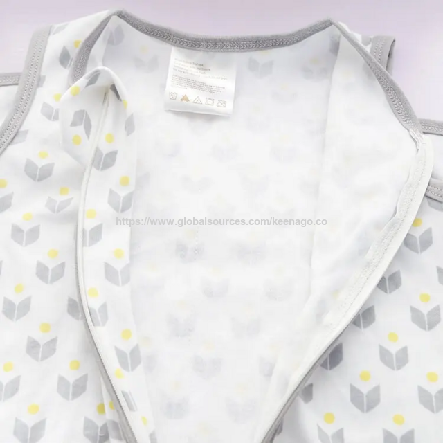 MOQ 30 Pcs Custom Newborn Baby Bamboo Clothes Gray and Yellow Cute Pattern Sleeping Baby Sleep Sack