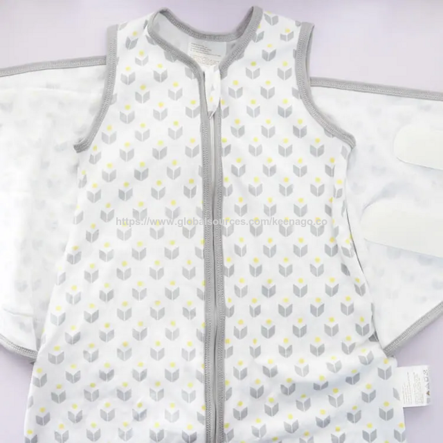 MOQ 30 Pcs Custom Newborn Baby Bamboo Clothes Gray and Yellow Cute Pattern Sleeping Baby Sleep Sack