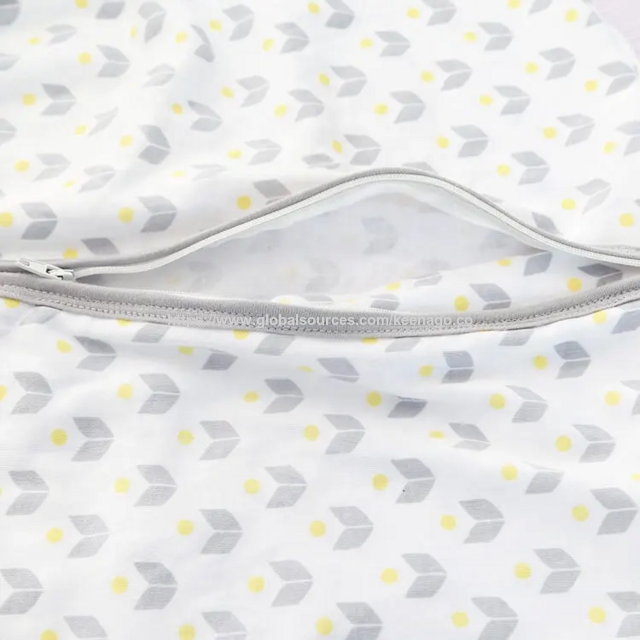 MOQ 30 Pcs Custom Newborn Baby Bamboo Clothes Gray and Yellow Cute Pattern Sleeping Baby Sleep Sack