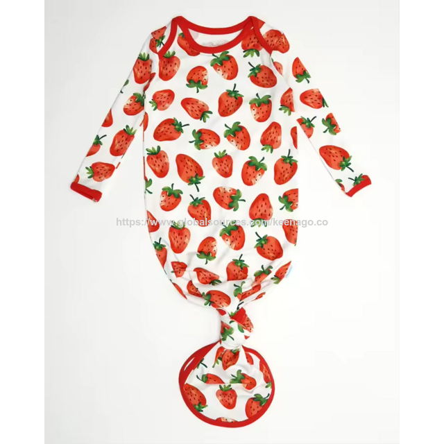 Custom 95% Bamboo 5% Spandex High Quality Eco-friendly Strawberry Printed Bamboo Baby Swaddle Sleeping Bag