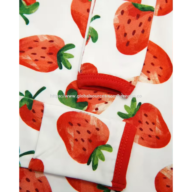 Custom 95% Bamboo 5% Spandex High Quality Eco-friendly Strawberry Printed Bamboo Baby Swaddle Sleeping Bag
