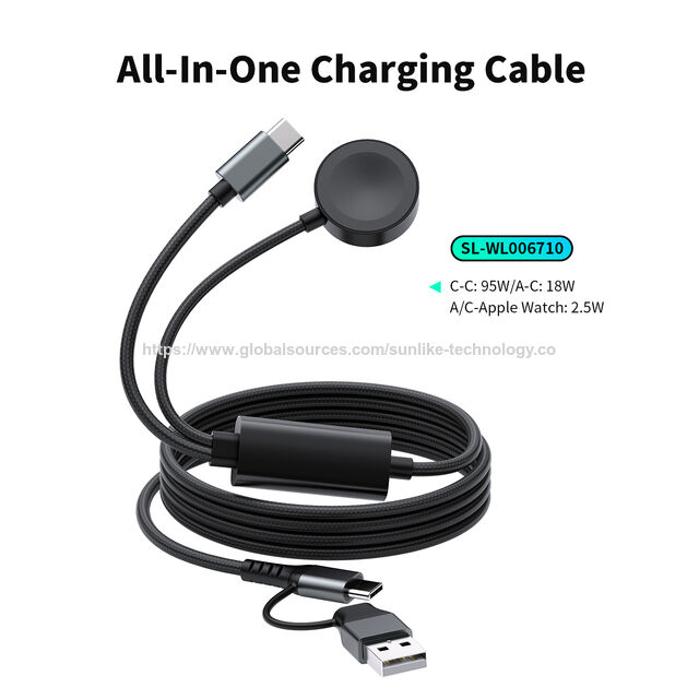 ODM OEM All-in-One-Ladekabel, 2,5W für Apple Watch, 95W für USB-C-Geräte, schnelle Schnittstellenkonvertierung