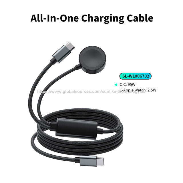 ODM OEM All-in-One-Ladekabel, 2,5W für Apple Watch, 95W für USB-C-Geräte, schnelle Schnittstellenkonvertierung