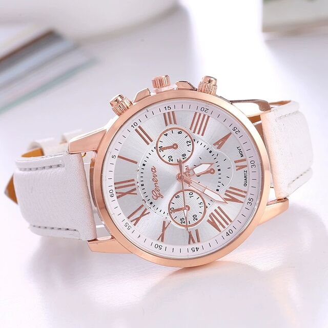 Armbanduhr für Damen, Geneva Quarzuhr, modische Skalen-Herrenuhr