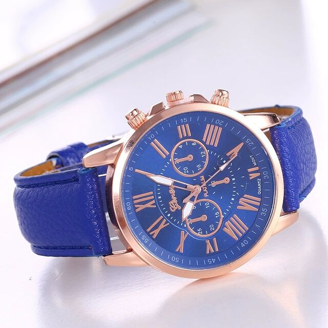 Armbanduhr für Damen, Geneva Quarzuhr, modische Skalen-Herrenuhr