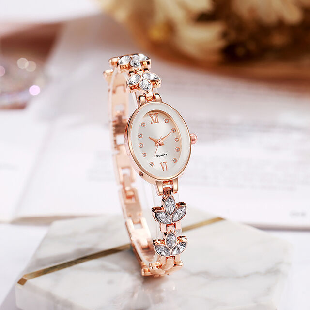 Reloj de diamantes para mujer, esfera redonda pequeña, temperamento a la moda, incrustaciones de diamantes de colores, reloj de pulsera