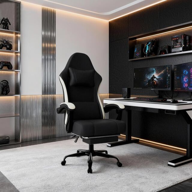 Fabrikdirekt atmungsaktiver Stoff Gaming Stuhl für Gamer Ergonomischer Computerstuhl mit Fußstütze