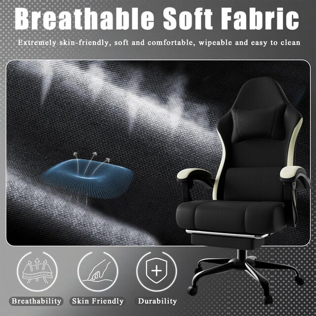 Fabrikdirekt atmungsaktiver Stoff Gaming Stuhl für Gamer Ergonomischer Computerstuhl mit Fußstütze