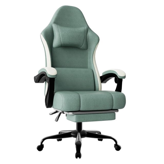 Ergonomischer Stoff-Gaming-Stuhl in individueller Farbe für das Spielzimmer - Atmungsaktiver Computerstuhl mit Lendenwirbelstütze und Lendenkissen