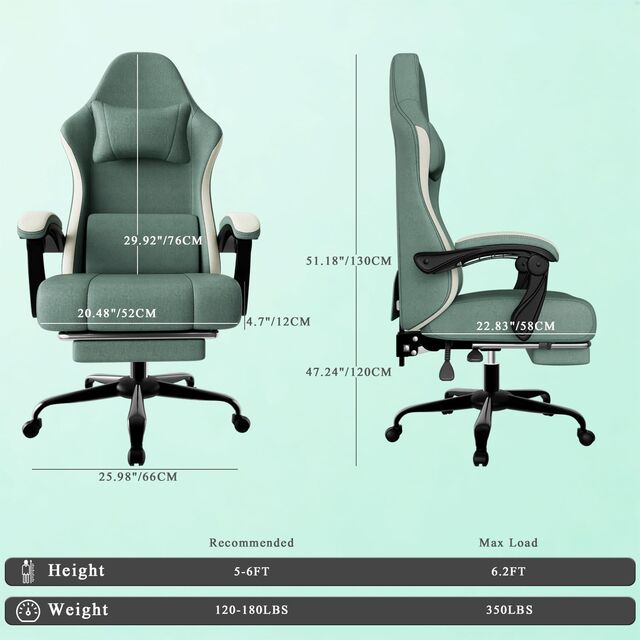 Ergonomischer Stoff-Gaming-Stuhl in individueller Farbe für das Spielzimmer - Atmungsaktiver Computerstuhl mit Lendenwirbelstütze und Lendenkissen
