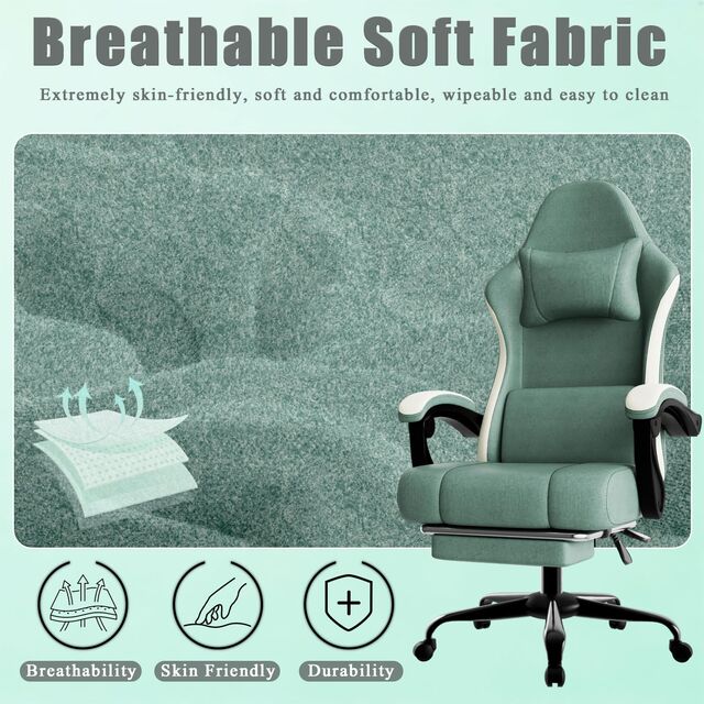 Ergonomischer Stoff-Gaming-Stuhl in individueller Farbe für das Spielzimmer - Atmungsaktiver Computerstuhl mit Lendenwirbelstütze und Lendenkissen