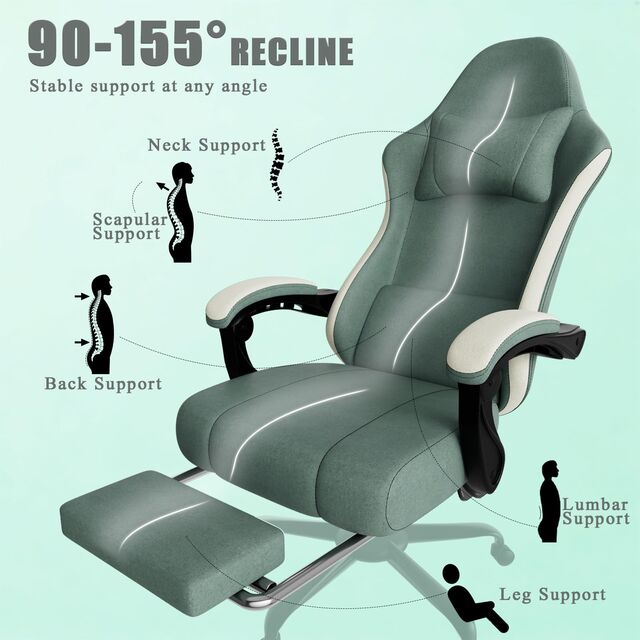 Ergonomischer Stoff-Gaming-Stuhl in individueller Farbe für das Spielzimmer - Atmungsaktiver Computerstuhl mit Lendenwirbelstütze und Lendenkissen